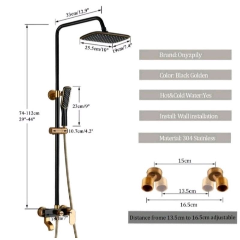 Shower Tiang Column 3 Dalam 1 Shower Set Dengan Faucet Sprayer Faucet Panas Dan Dingin Set Kamar Mandi Besi Tahan