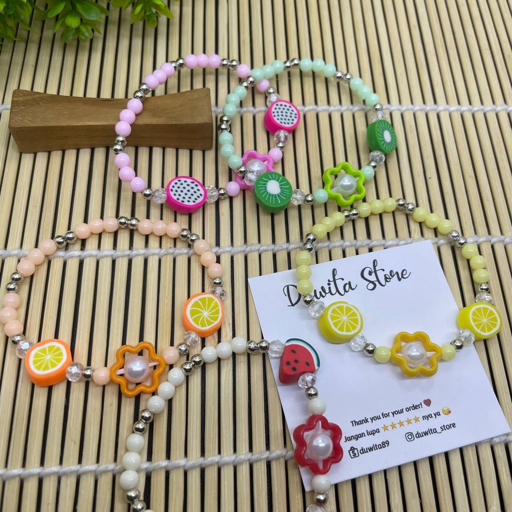 HANDMADE GELANG ANAK/DEWASA ELASTIS MOTIF BUAH CLAY