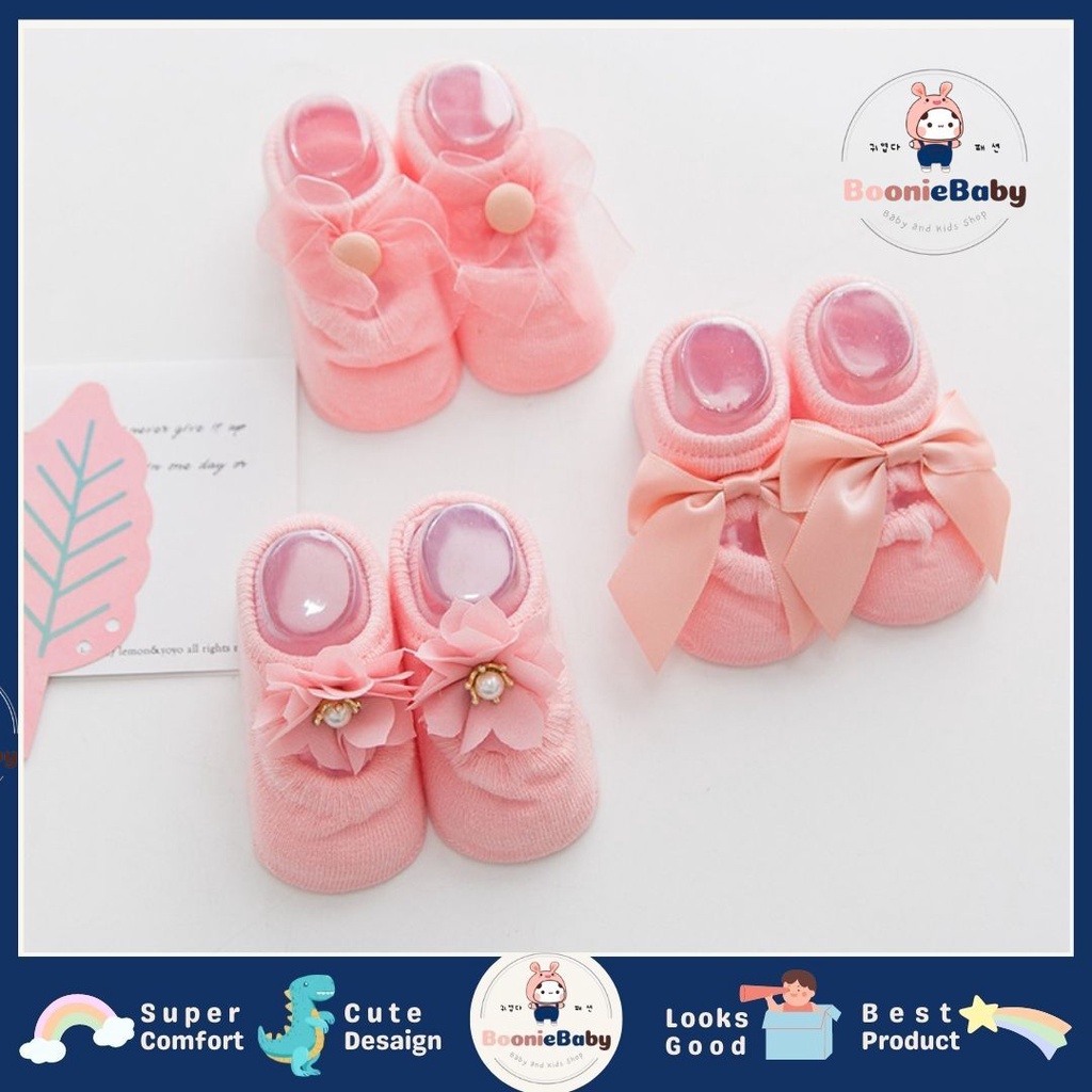 boonie - A14 LALA PRINCESS Kaos kaki bayi perempuan kualitas premium motif 3 jenis(0-1th)