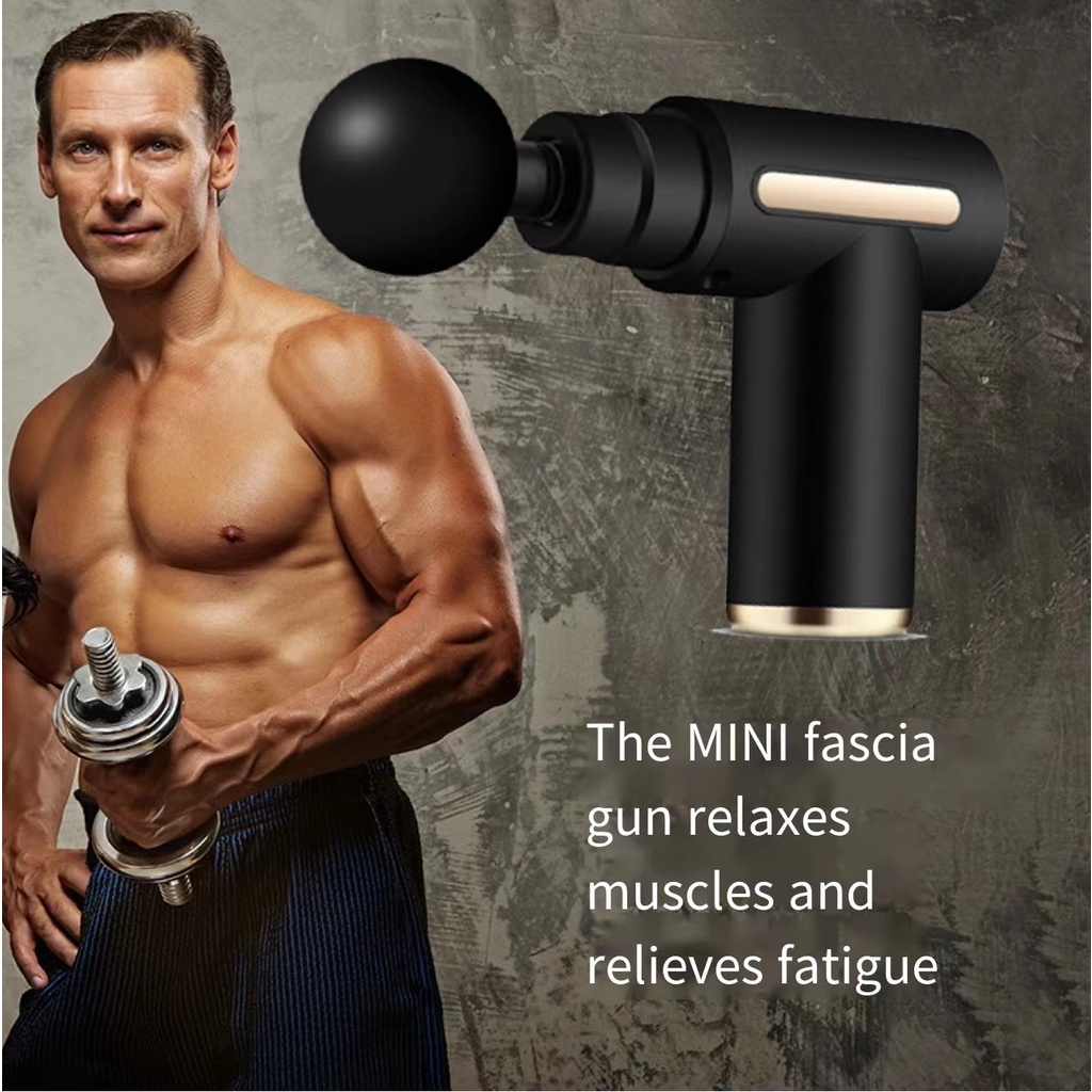 Mini Portable Rechargeable Muscle Fascia Gun Massager // alat pijat elektrik // alat pijat punggung 4 in 1