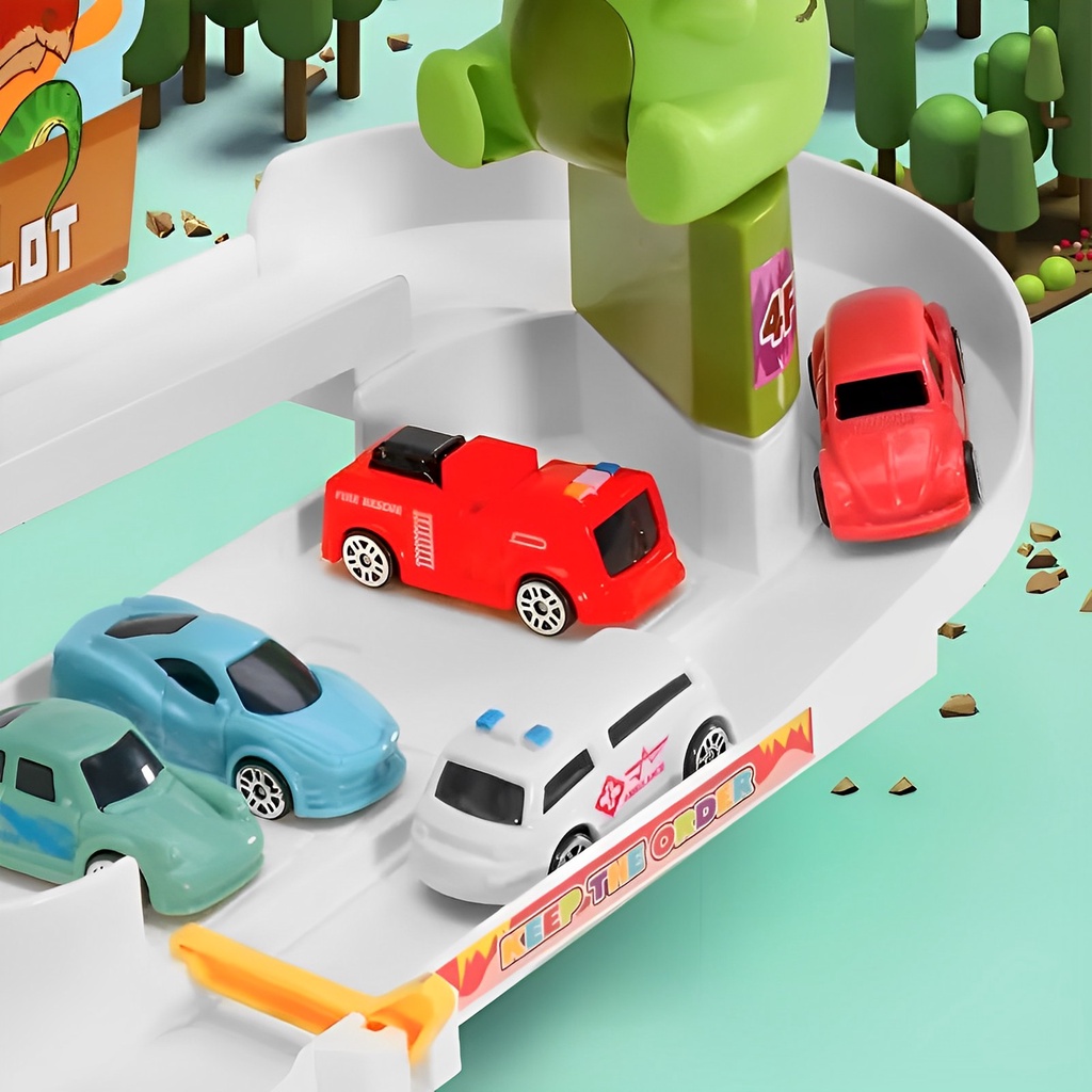 Parking Lot Dinosaurus Diecast Set Lengkap | Mainan Anak Laki Laki Mobil Mobilan Terbaru 2023