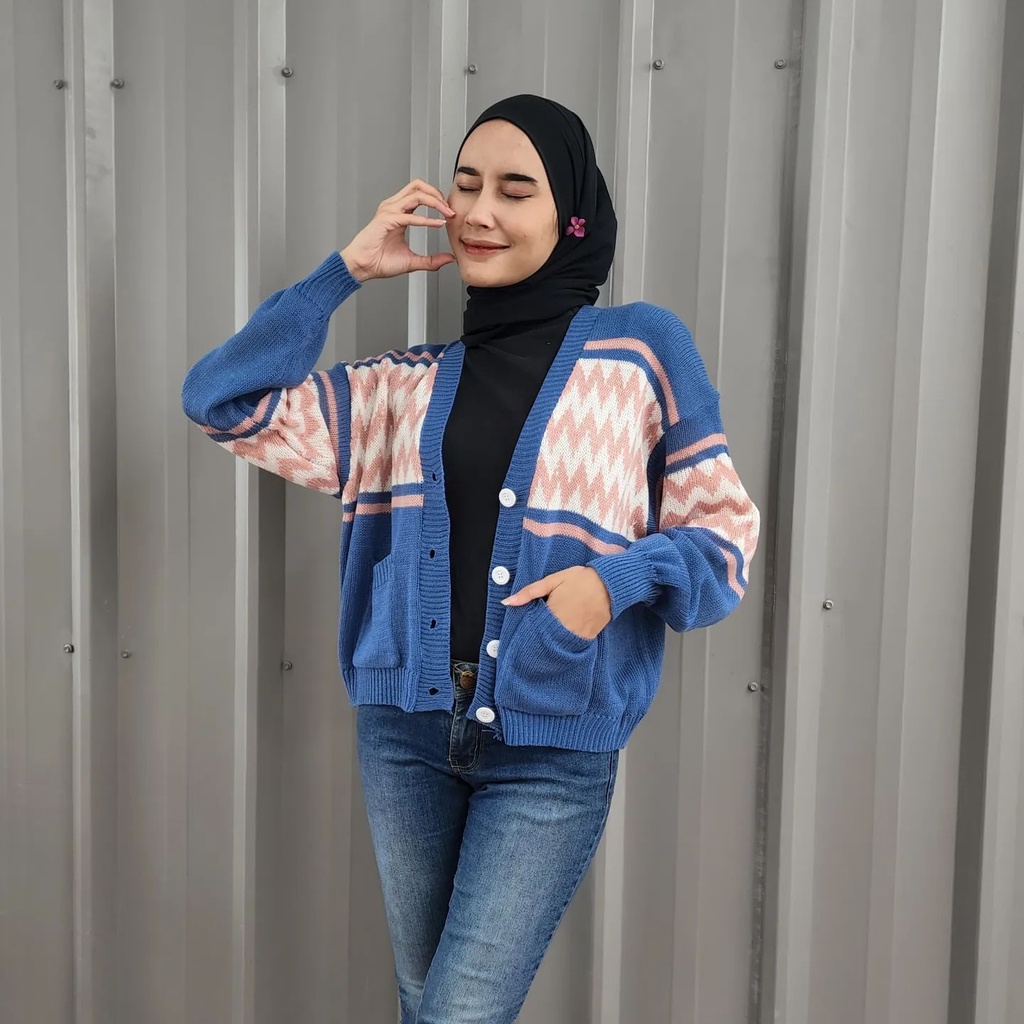 [CYC | COD] Outwear Cindy Zigzag Outer | Rajut Cardigan Wanita Trendy Murah