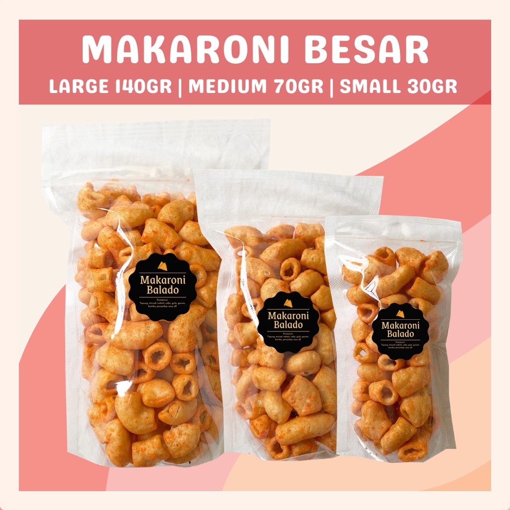 [DELISH SNACKS] Makaroni Besar Asin (Grosir) 250gr / Snack Cemilan Camilan Makroni Asin Gurih