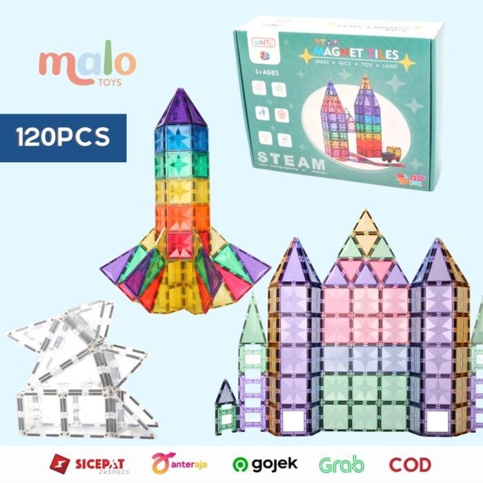 MNTL Star Magnetic Tiles 108 120 PCS PASTEL TRANSPARENT CLASSIC Toys