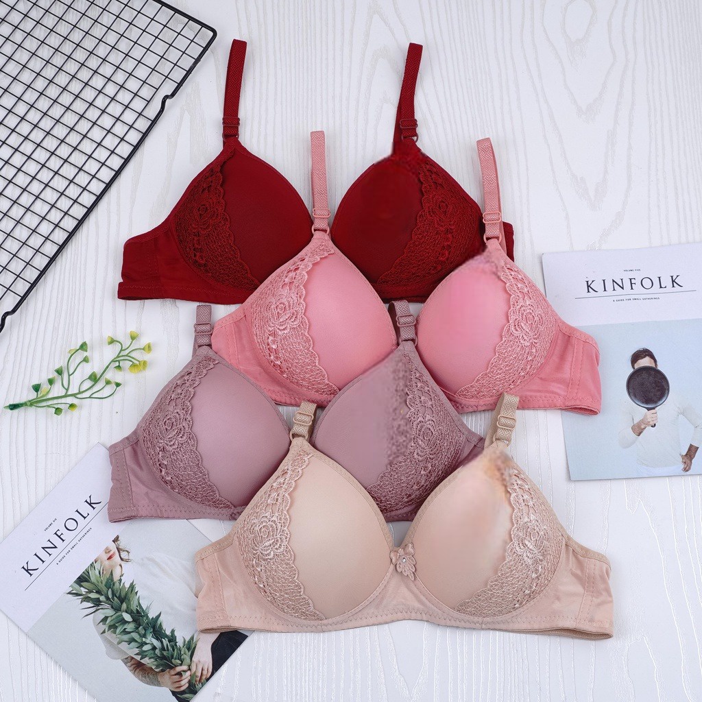 IL - Bra Bh Busa Tanpa Kawat Kancing Bra Wanita Motif Bordir Renda Kualitas Premium Real Pict TIAINI