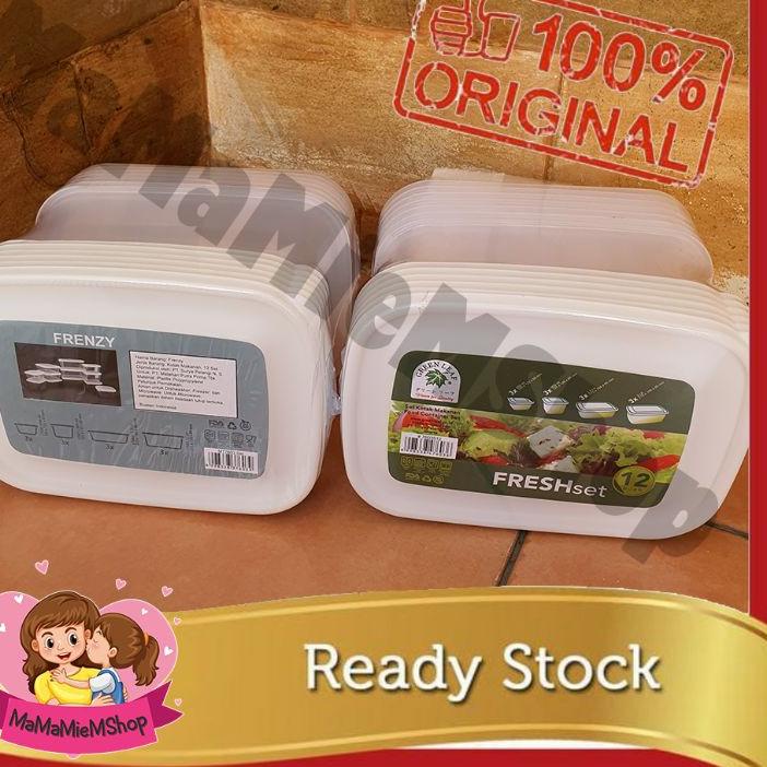 ☏ Green leaf Fresh Set/Frenzy Food Container Set isi 12 pcs Putih ➤