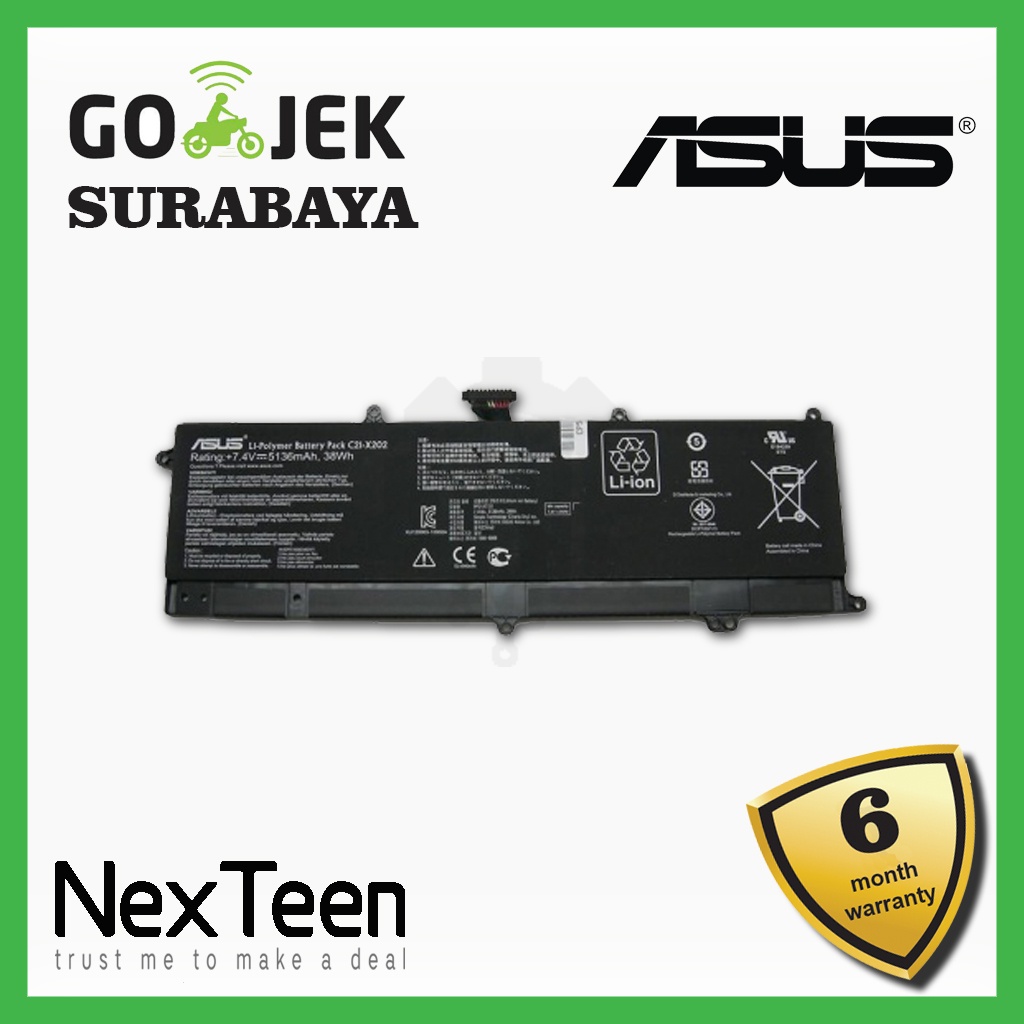 Original Baterai Laptop Asus VivoBook X201 X201E X201EV S200E C21-X202 F201 F201E