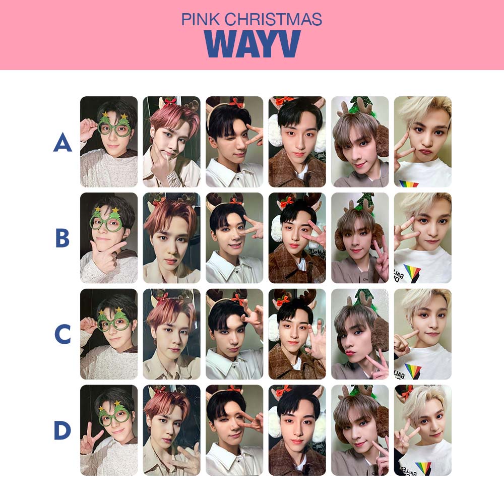photocard wayv pink christmas hendery kun ten winwin xiaojun yangyang
