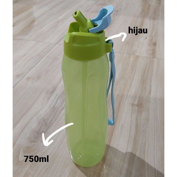 botol minum  botol minum 750ml tupperware eco bottle with straw - HIJAU(O6S9) Botol Minum Lucu Termu