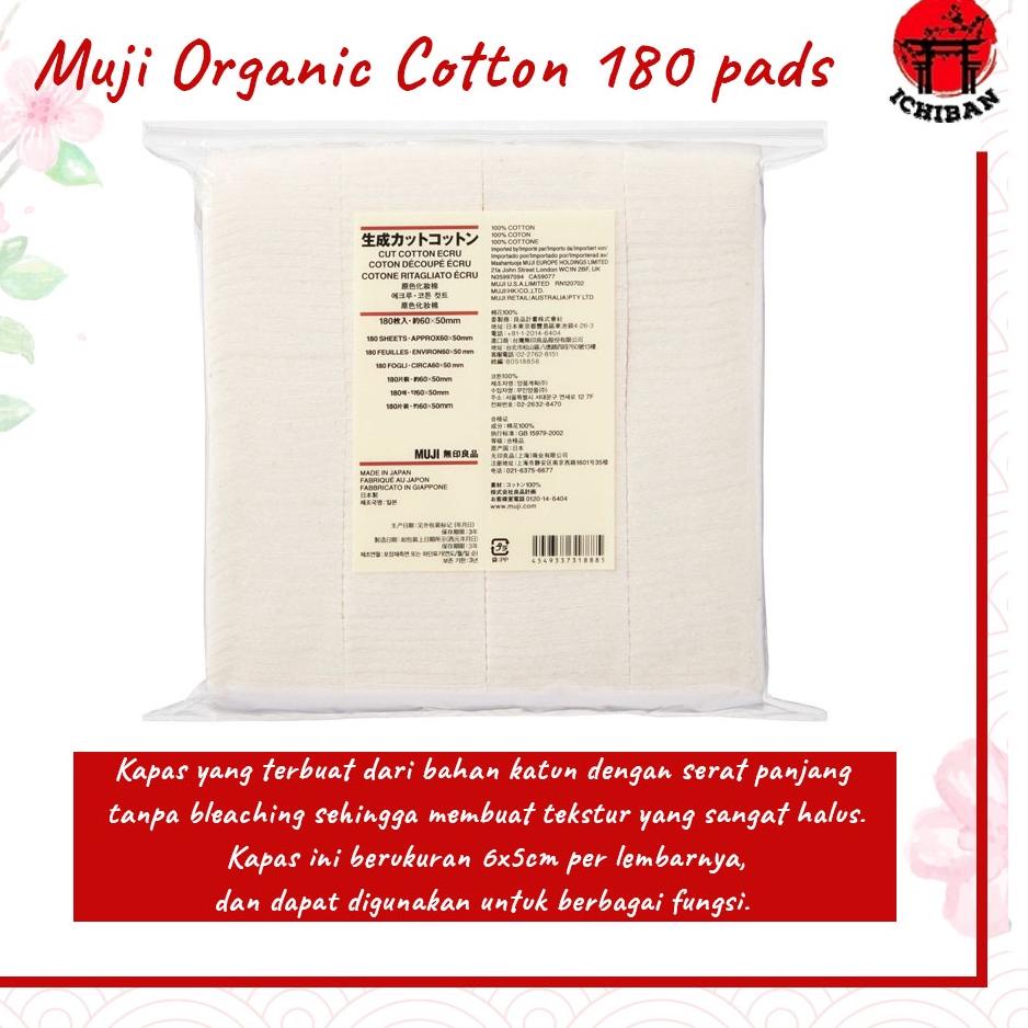 trx I3u8T MUJI Organic Cotton 180 pads - Kapas Wajah Muji Original Japan