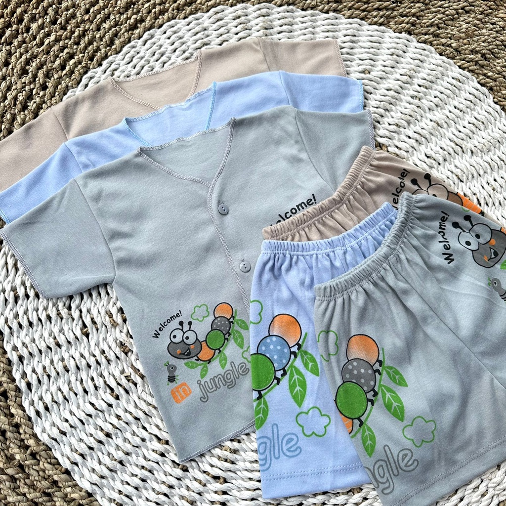 3pcs baju bayi lengan pendek + celana pendek bayi baru lahir baju bayi stelan bayi stelan warna