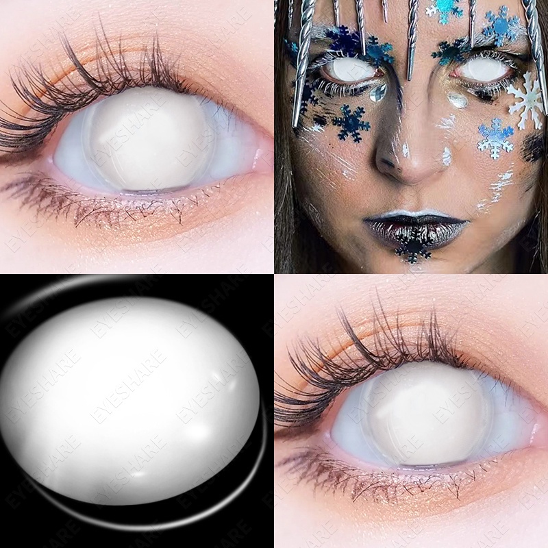 （COD）1Pasang Red Eye Suasana Horor Cosplay Lensa Kontak Warna Diameter 14.5MM Halloween Softlens Semua Hitam / Semua Putih / Semua Hijau Softlens 2022 Karakter New Mata softlens Seni Gotik