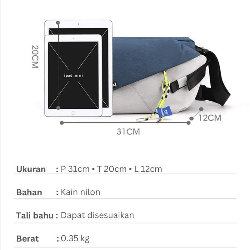 Uphike Waits Bag Unisex Multifungsi Tas Selempang  Pria Kece Terbaru Slingbag Casual TS226