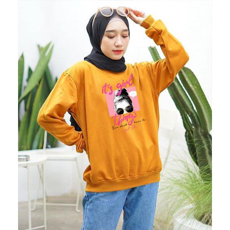 Kaos Lengan Panjang DTF IT'S GIRL Warna Baru / Kaos Sweatshirt / Atasan Wanita / Atasan Wanita Lengan Panjang