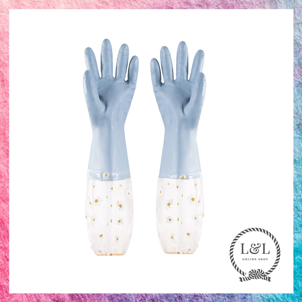 Sarung Tangan Karet Cuci Piring &amp; Baju Panjang Lateks Anti Air Tebal Rubber Gloves Latex Waterproof