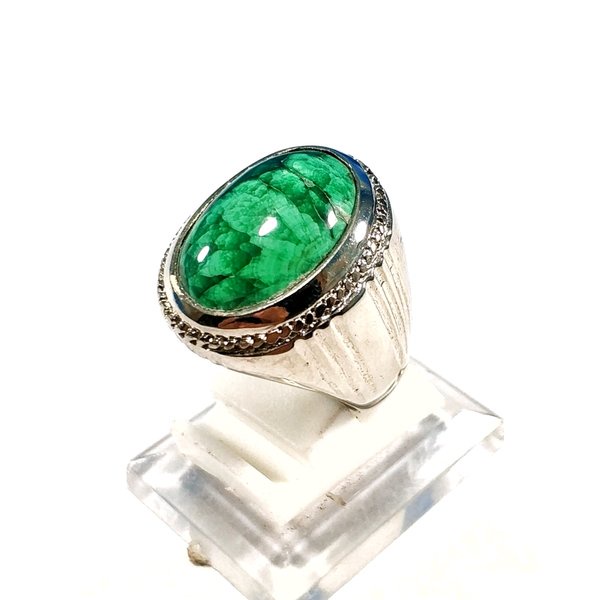Batu Cincin  BATU AKIK NATURAL MALACHITE GOYANG 3D with MEMO PGS602
