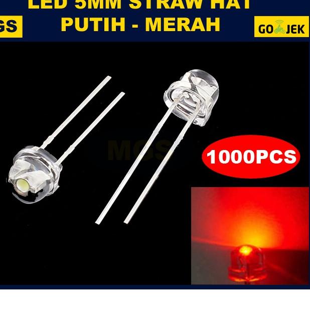 ♣ 1000Pcs LED 5mm Strawhat - Merah ◊