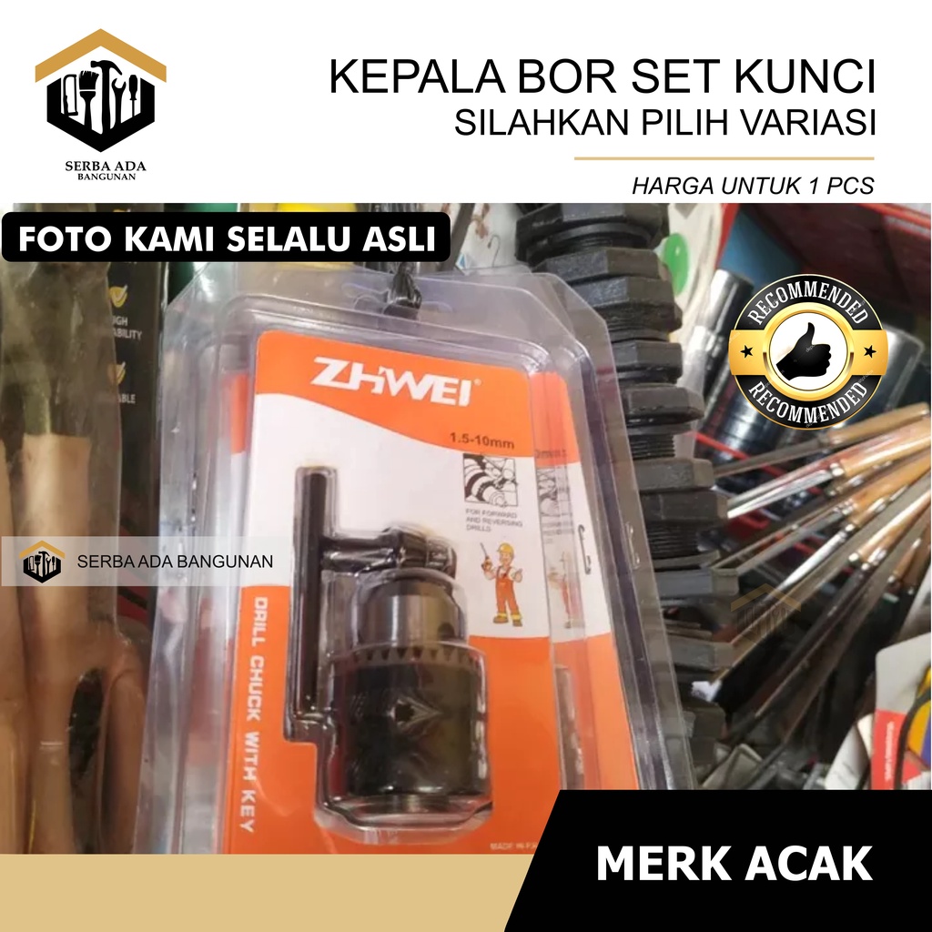 KUNCI + KEPALA BOR / DRILL CHUCK WITH KEY 1.5 - 10 MM DAN 13MM /1 SET KOMPLIT