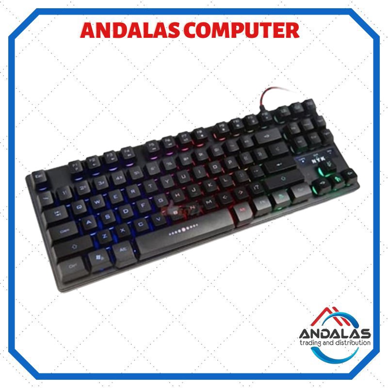 KEYBOARD GAMING GAME RGB NYK TKL KH-05 PLAT BESI AKSESORIES KOMPUTER PC MEMBRANE