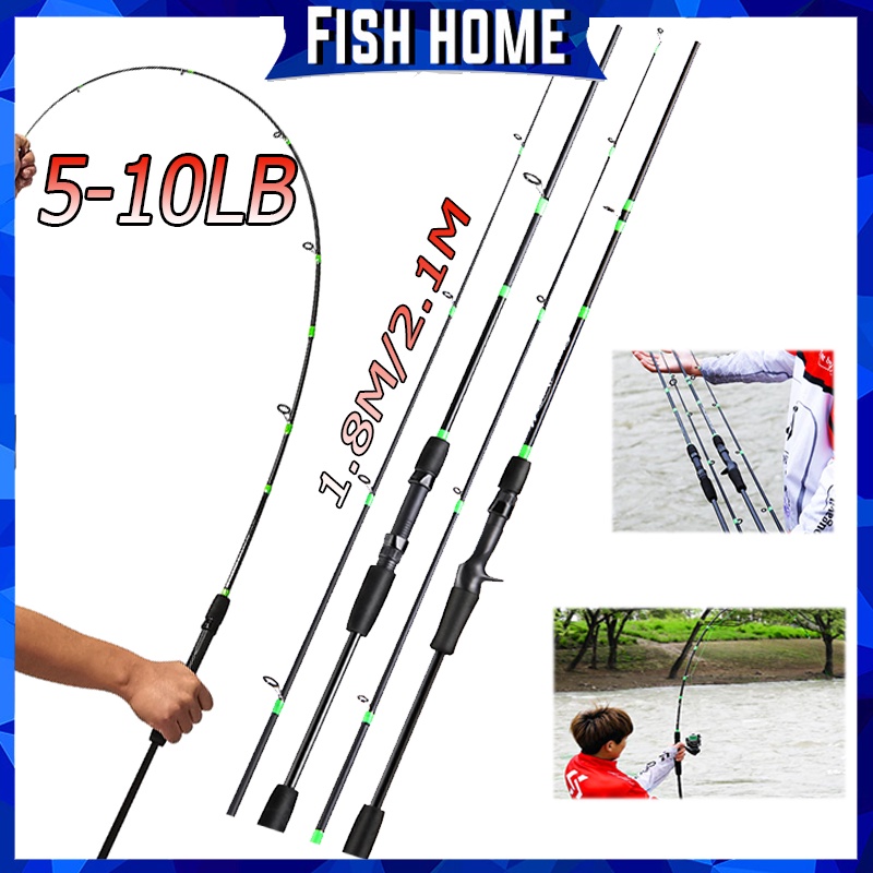 Joran Pancing1.8M/2.1M Spinning/Casting Fishing Rod 2 Bagian Carbon Fiber Fishing Tackle Outdoor Fishing Rod Joran Pancing