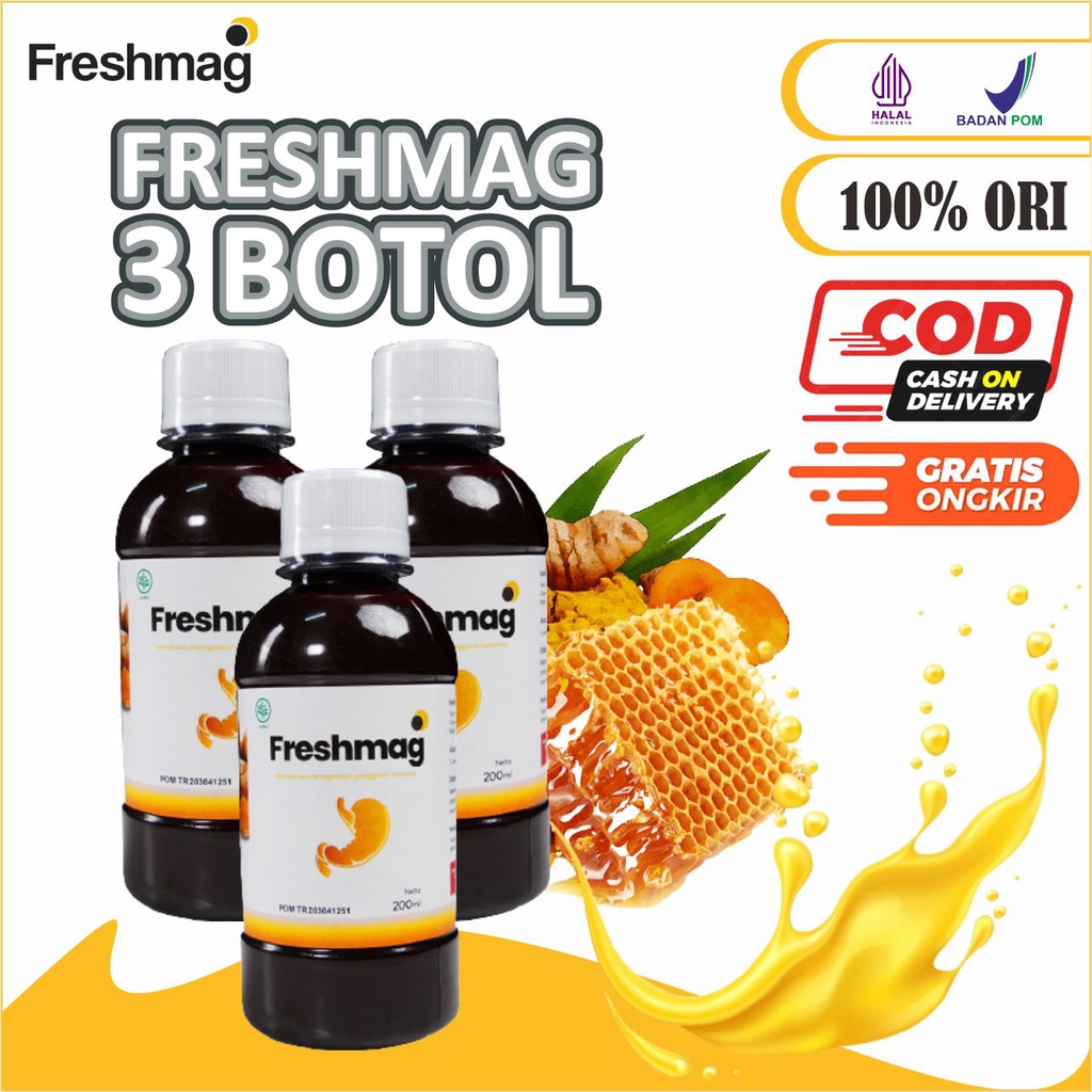 

3 BOX Freshmag Obat Asam Lambung Ori Original Paket 3 botol Atasi Mag Maag Gerd Mual Muntah presmag freshmagh freshmaag Isi 200 ml Halal BPOM Best Seller COD