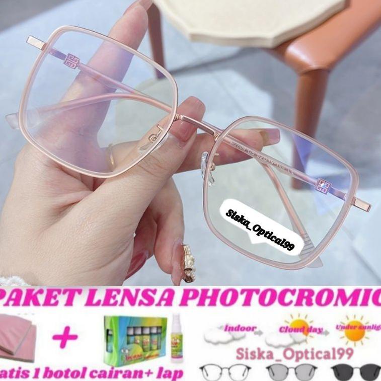 TERLARIS Frame Kacamata Photocromic | Kacamata Minus Anti Radiasi | Kacamata Wanita 2809