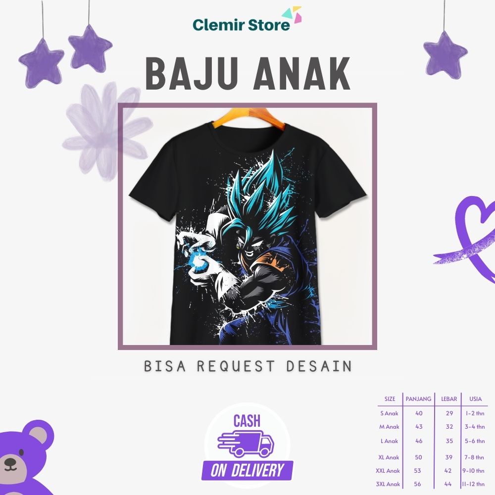 Baju Dragon Ball Anak Laki Laki Kaos Dragon Ball Cowok Printing 3D - Dragon Ball Z Goku V9