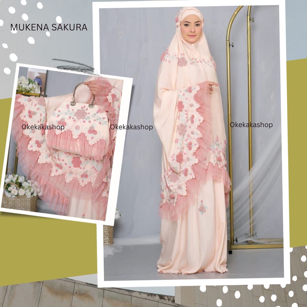 Mukena Dewasa Bordir Sakura Sutra Katun Silky Premium Jumbo