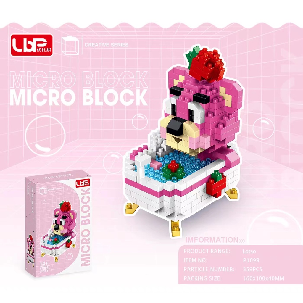 Mainan Balok Susun Nano Block Bathtub Series Doraemon Hello Kitty Mario Purin Lilo Stitch Mickey Melody Stellalou Mainan Anak Nanoblock Balok DIY Bricks