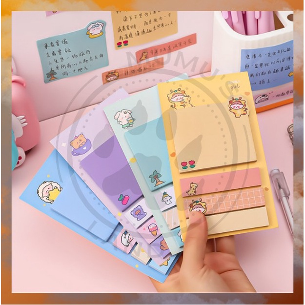 

Sticky notes cute animal 4 in 1 line memo note