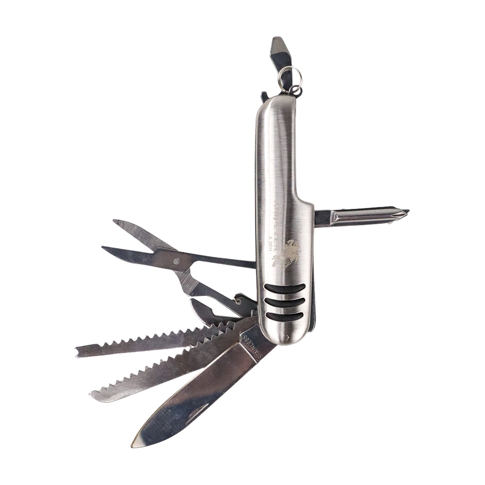 Portable Tools Pisau Pocket Knife Multifungsi 11 in 1 Tool Pisau, Obeng, Pembuka Botol, Gunting, Gergaji