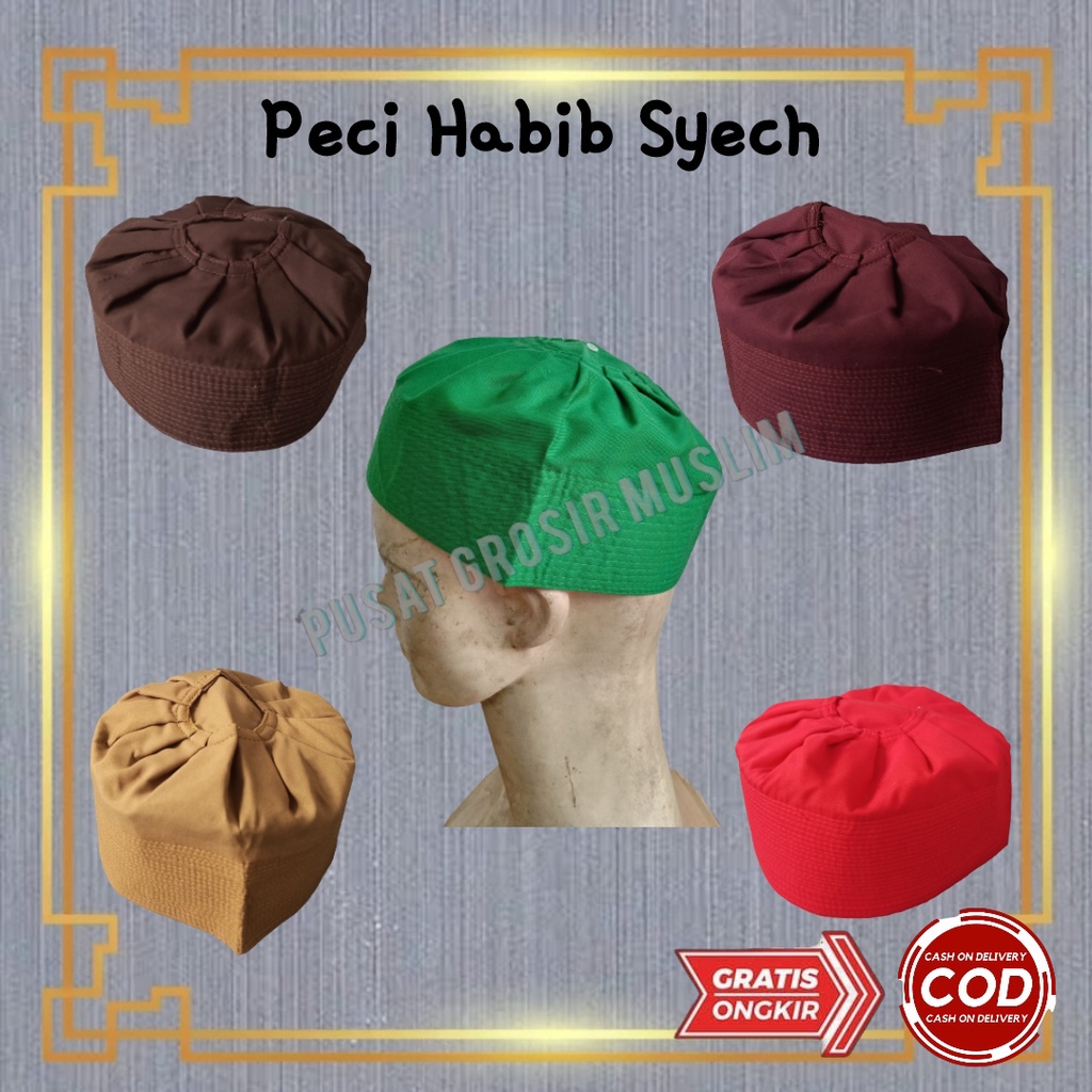 Peci Habib Syech Coklat Tua / Peci Ijazi / kopiah bahan Solo / Peci Rempel