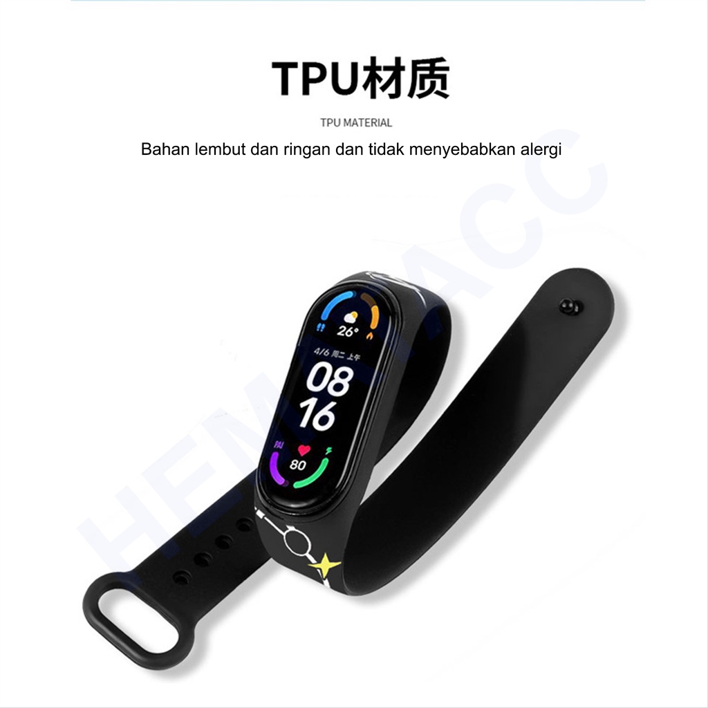 Brands Strap Xiaomi Mi Band 7 6 5 4 3 Motif Anime Tali Smartband M7 M6 M5 M4 M3 Hematacc