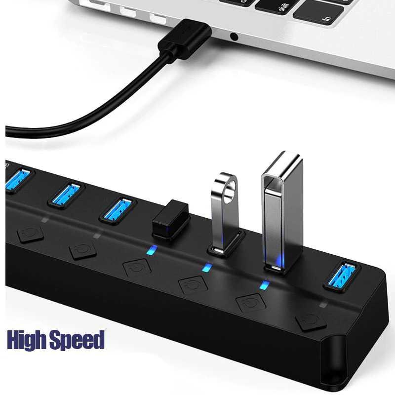 USB Hub High Speed Extender 1xUSB 3.0 &amp; 3xUSB 2.0 With Switch - OY446 - Black