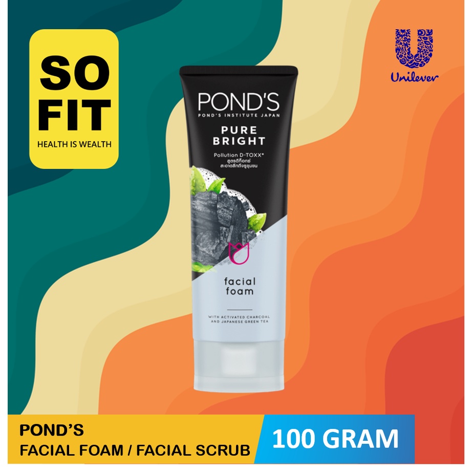 Pond's Bright Beauty Facial Foam 100gr / Pond's Pure Bright Facial Foam 100gr / Pond's Facial Scrub Clear Solution 100gr / Ponds Sabun Cuci Muka / Pond