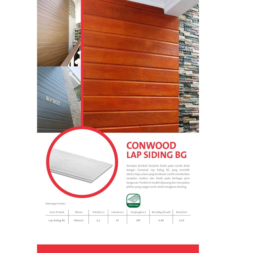 Dinding Tekstur Kayu Outdoor/Indoor Conwood Lap Siding BG