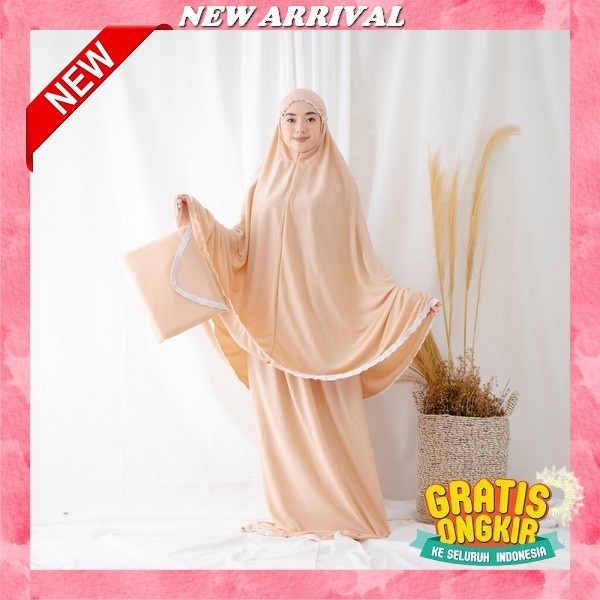 Mukena Mukenah Rukuh Alat Perlengkapan Sholat Wanita Dewasa Potongan Katun Bordir Renda Sakura Arraf