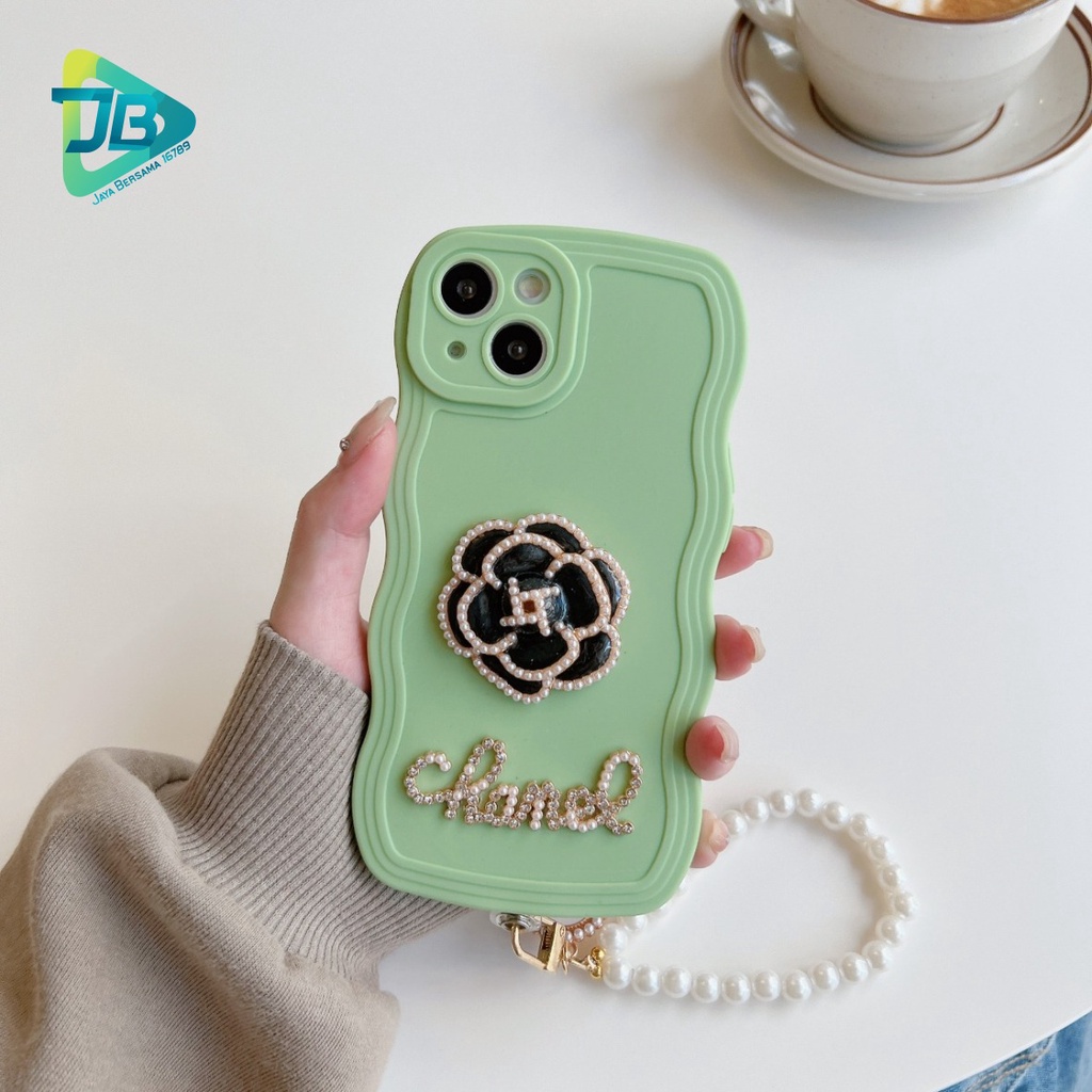 GC13 SOFTCASE WAVY FLOWER 3D LANYARD FOR IPHONE 6 6+ 7 8 SE 2020 7+ 8+ X XS XR XS MAX 11 12 13 14 PRO MAX 14 MAX JB7058