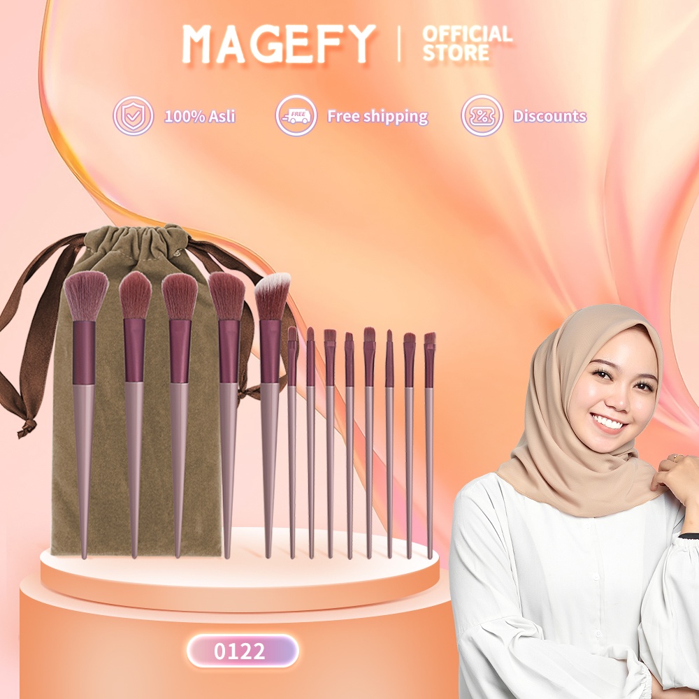 MAGEFY 13PCS Kuas Set Make up Brush Kecantikan Set Bulu Lembut Blush Model Portabel Alat Kecantikan 0122