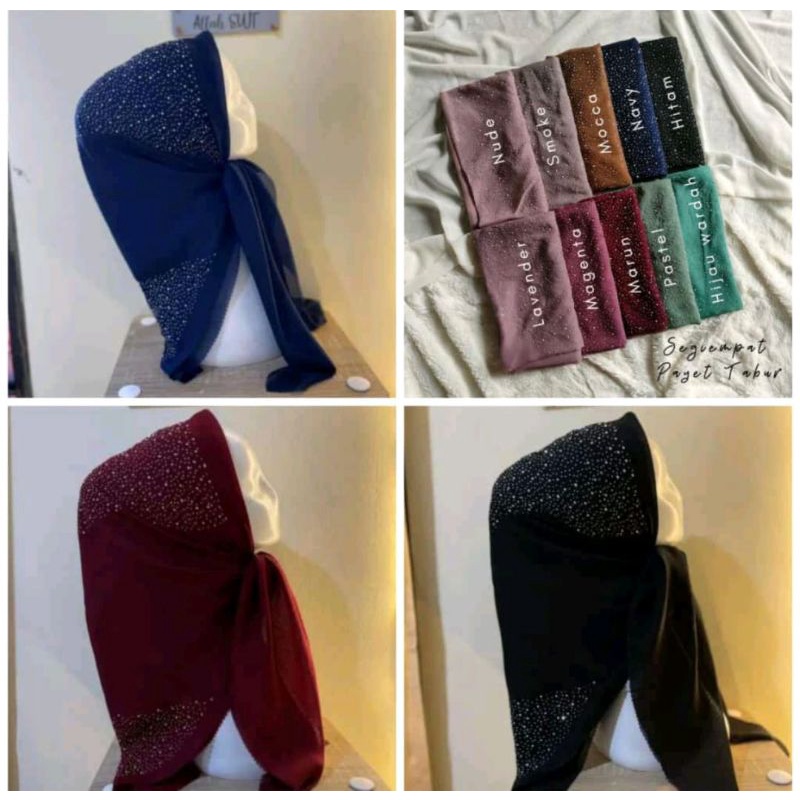 segiempat Swarovski/segiempat Payet/segiempat pesta/segiempat glamour/segiempat terbaru