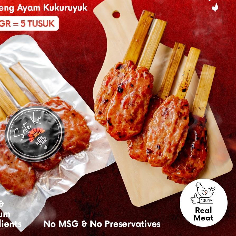 

✲ Dendeng Ayam Kukuruyuk - Sateku Kukuruyuk 1 Pax Isi 5 Tusuk Sate 200gr ♢