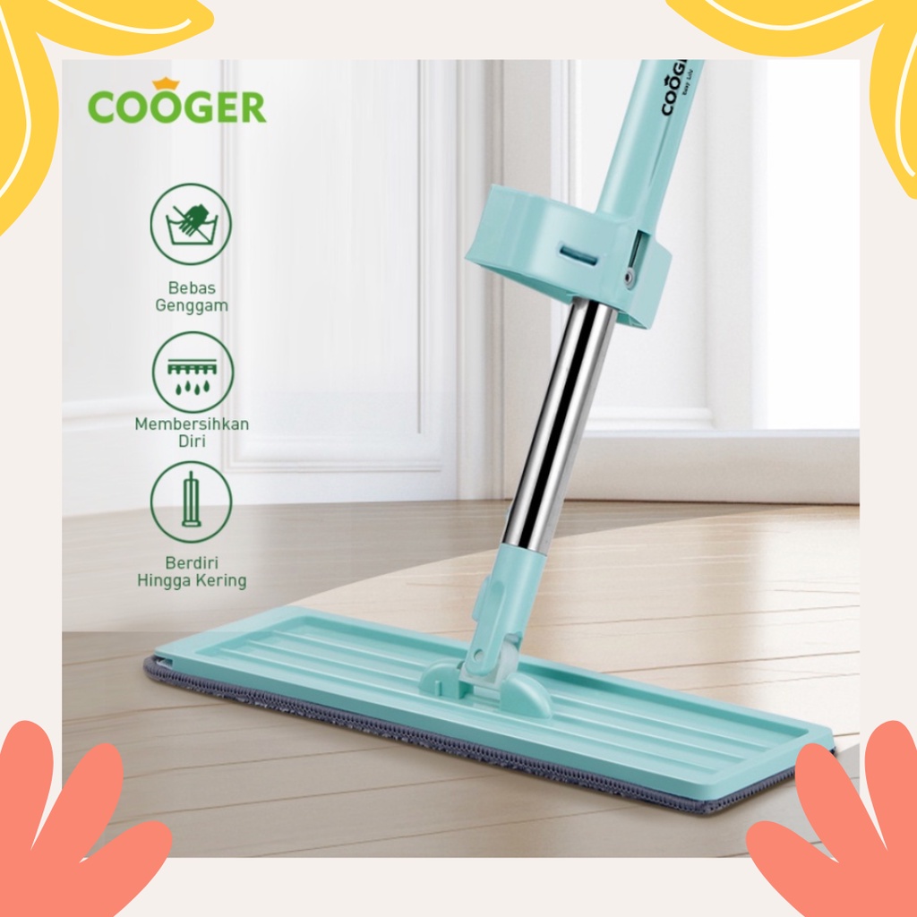 Ultra Green Standing Microfiber Mop Alat Pel Lantai Tarik Otomatis Dapat Berputar 360 Derajat dan Berdiri