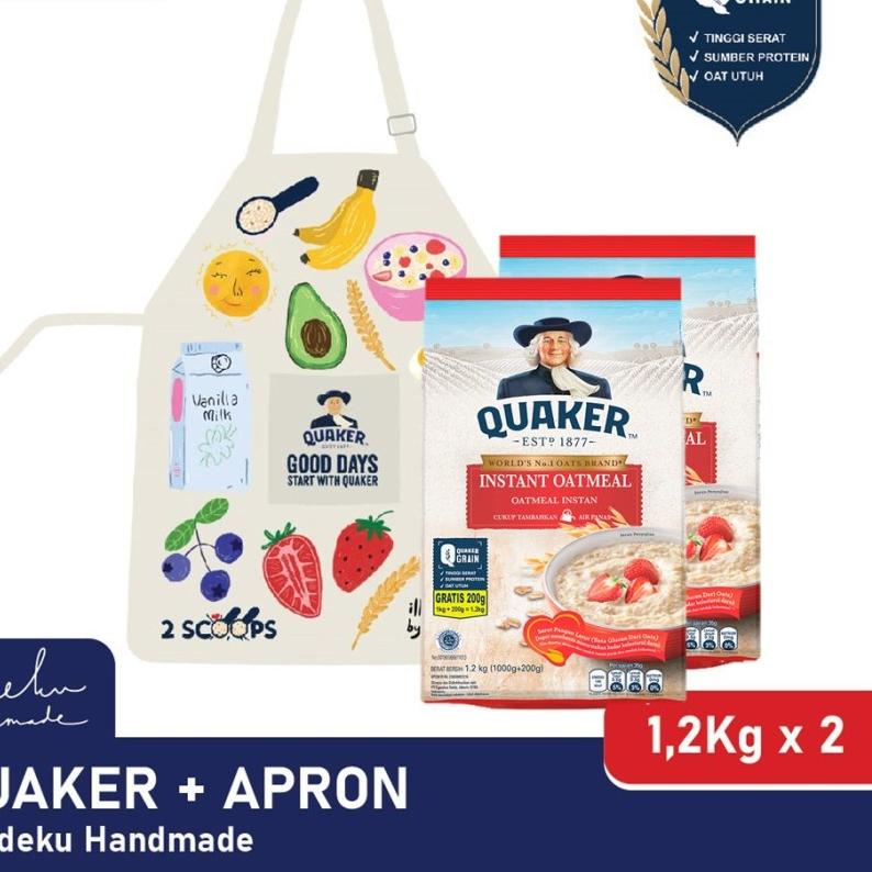 

♦ Quaker Instant Oatmeal 1,2kg Twinpack + Apron by Ideku Handmade ☂