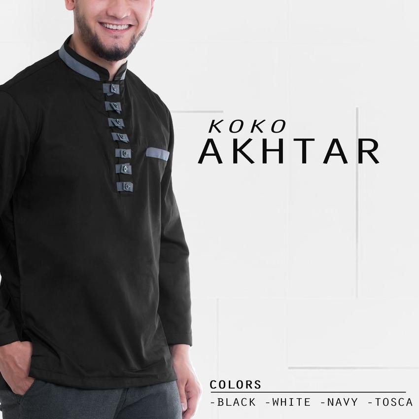 ✦ Baju Pakaian Atasan Koko Pria Muslim Elegan Bahan Cotton Adem Lengan Panjang Kerah Sanghai Premium Original ✺