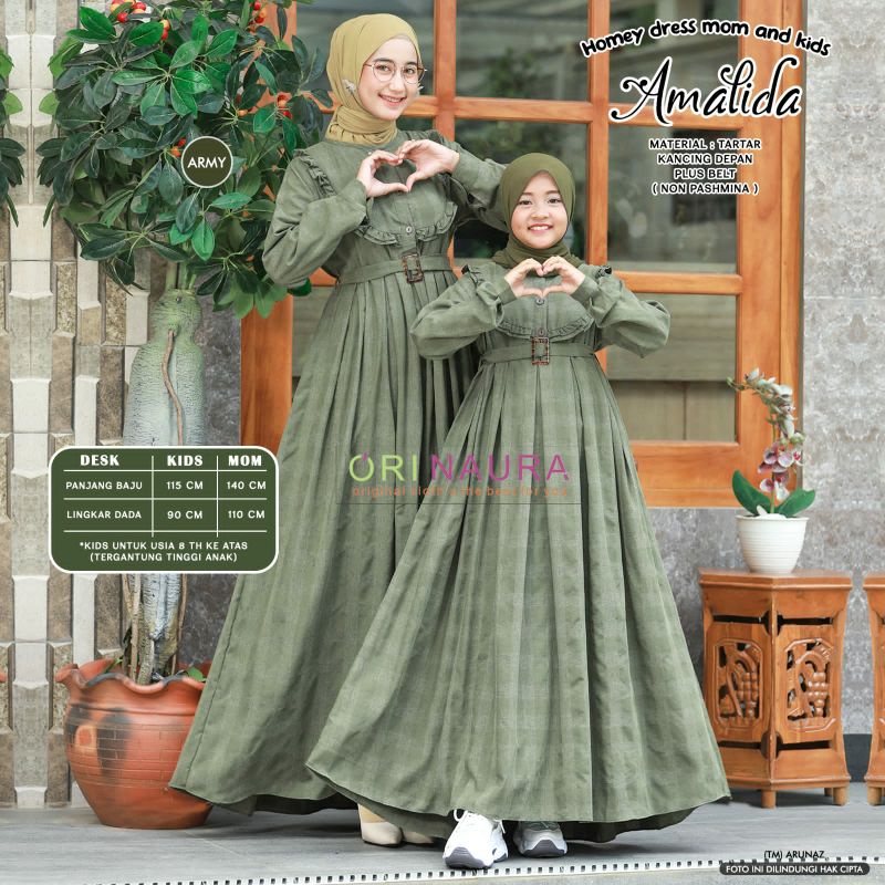 GAMIS DRESS COUPLE IBU ANAK AMALIDA TARTAN ORIGINAL ORI NAURA