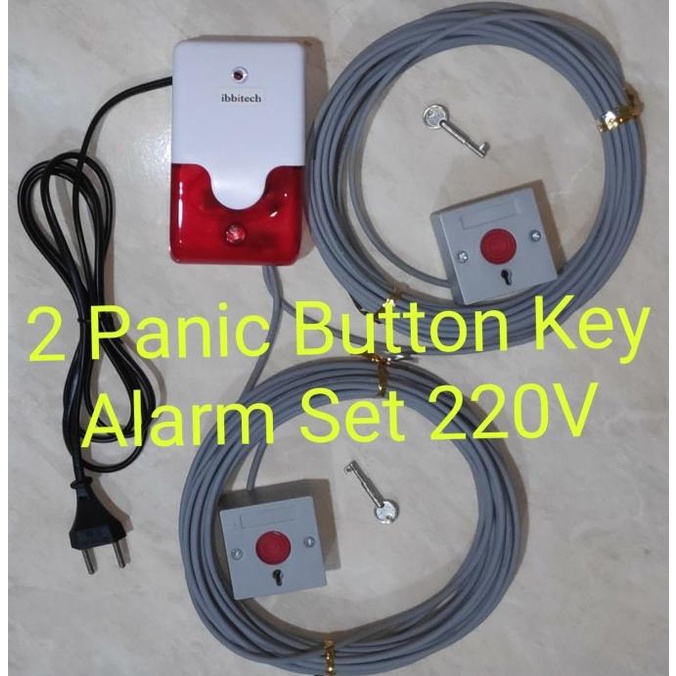 2 Panic Button Key Alarm Set tombol panik rumah sakit siap pakai 220V