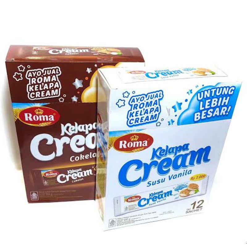 

(Isi 12PCS) Roma Kelapa Cream 1Box Biskuit Roma Kelapa Cream Vanila dan Coklat