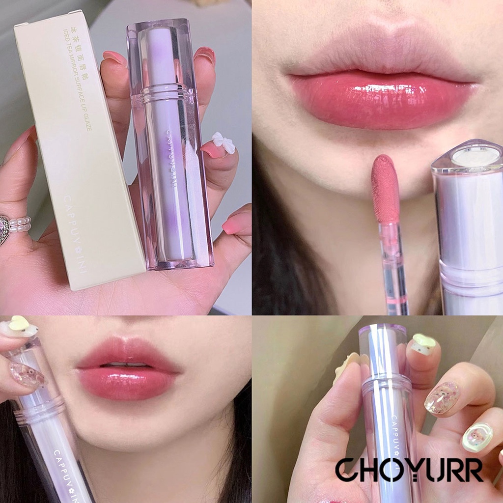 【COD】Cappuvini Lip Glaze Iced Tea Mirror Surface Jelly Mirror Lip Gloss Korean Original Tahan Air Tahan Lama -CH