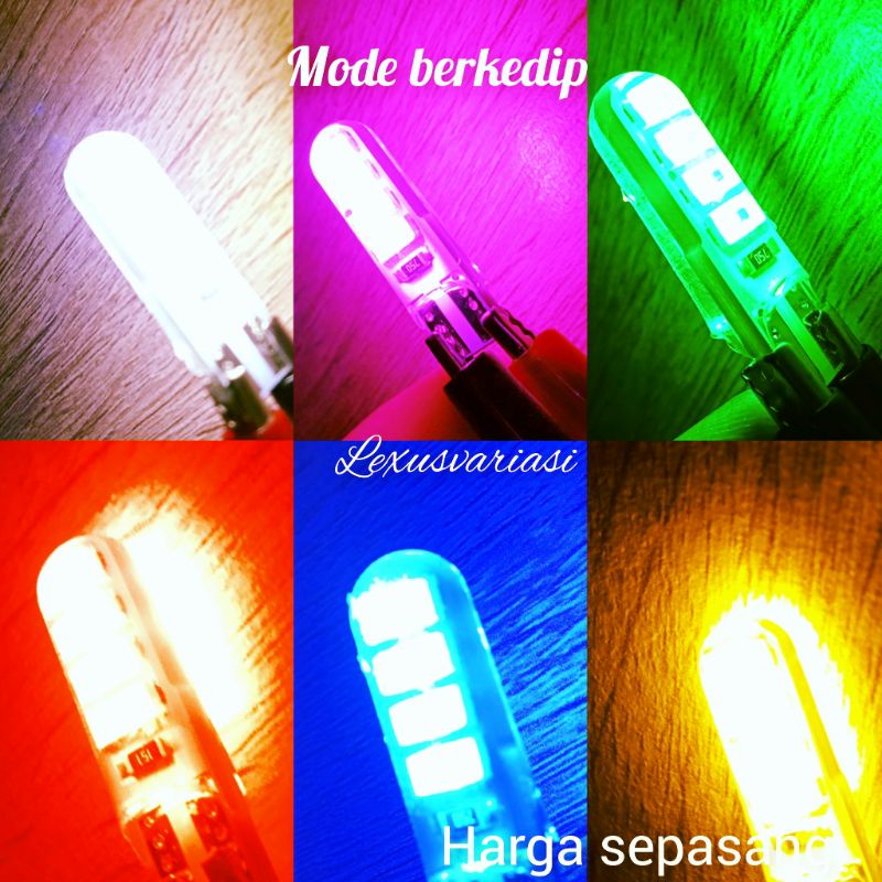 2pcs lampu sen jelly kedip LED T10 6 mata kedip