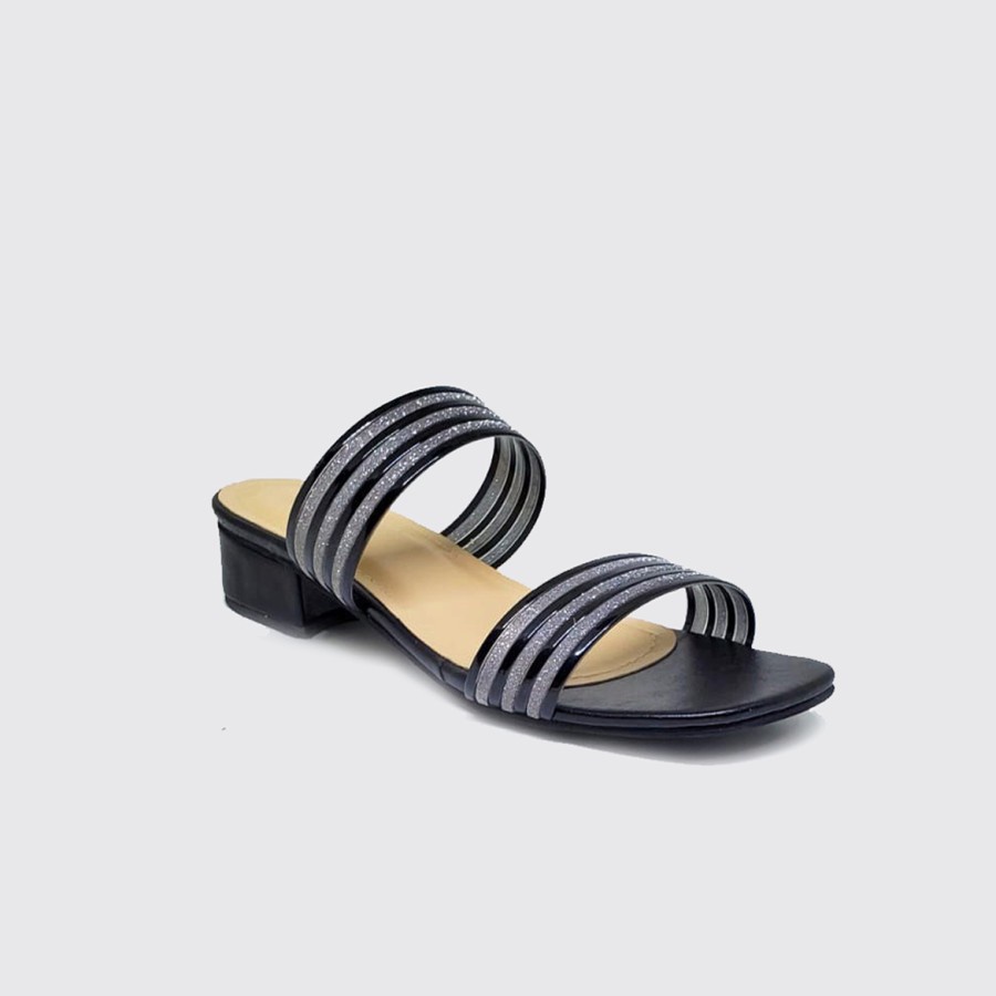 CHRISTINE X ZAGIB | Sandal Wanita Hak Tahu Hitam Silver Ukuran Jumbo / Sendal Heels Pesta Big Size